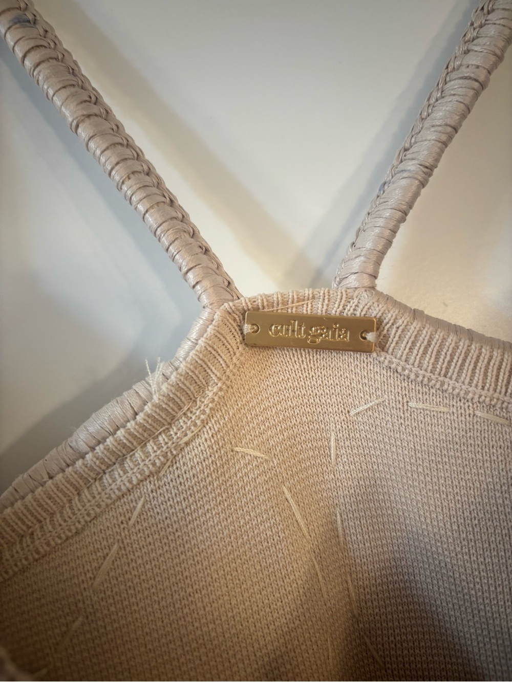 Cult Gaia Aimee sculpted curved line mini dress in beach tan nude - Picture 10 of 10